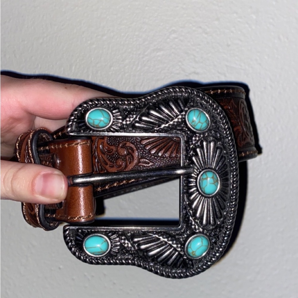 Turquoise Tooled Belt